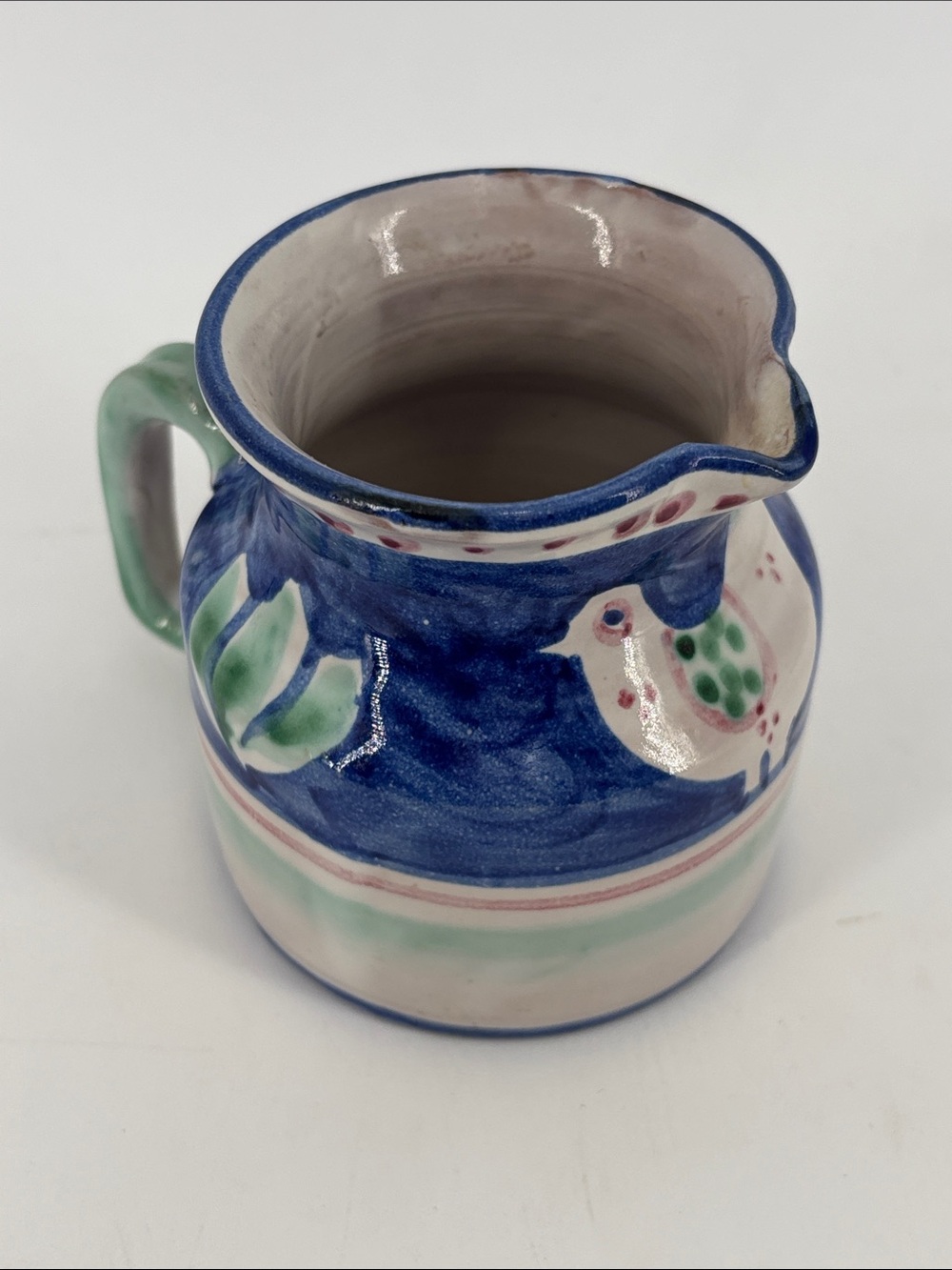 Vintage cas vietri Solimene Italian pottery blue chicken creamer
